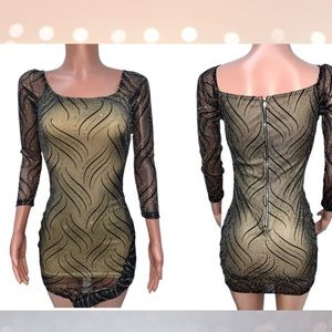Black Gold Sparkly Off Shoulder Mini Dress New S